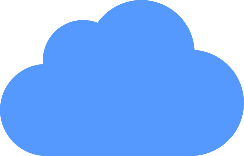 A simple illustration of a blue cloud shape on a plain, light background.