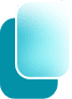 Two overlapping rounded rectangles, one teal and one light blue with a gradient, on a light gray background.