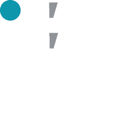 White stylized letters "I" and "D" with a teal dot above the "I" and two small gray triangles inside the "D" on a light gray background.