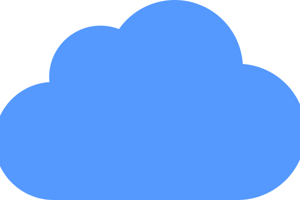 A simple illustration of a blue cloud shape on a plain, light background.