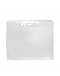Clear Vinyl Badge Holder, [3.88" x 2.63"], Horizontal Top Load w/Thumb Notch, Slot & Chain Holes