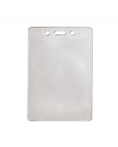 Clear Vinyl Badge Holder, [3.18" x 4.78"], Vertical Top Load w/Thumb Notch, Slot & Chain Holes