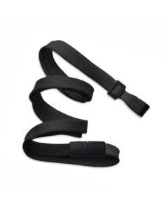 3/8" Flat Black Breakaway Lanyard w/"Twist-Free" Wide Plastic Hook