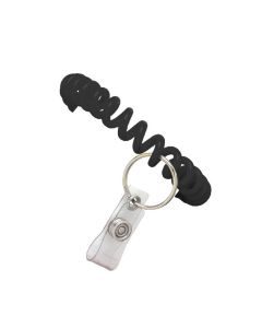 Black 25mm Wrist Coil w/Split Ring & Vinyl Strap Clip