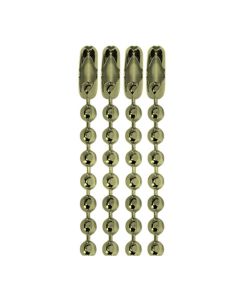 Brass Plated Steel Chain, No 3 (2.4mm) Bead, 16" Length w/Connector