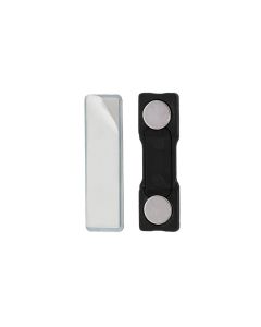Rectangular Magnetic Adhesive Badge Finding, 2 Round Magnets in Plastic, 1/2" x 1-3/4"