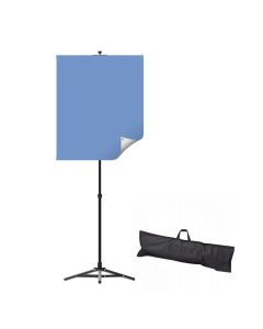 Backdrop Kit Includes: 2 Color Reversable Backdrop (White & Light Blue) w/Grommets, 28" x 34", Stand & Carrying Case