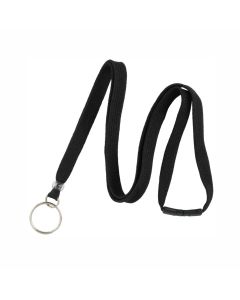 3/8" Flat Black Breakaway Lanyard w/Clear Plastic Bead & NPS Split Ring