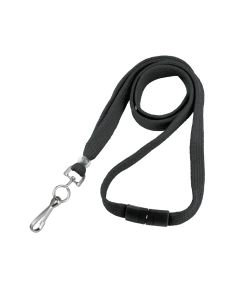 3/8" Flat Black Breakaway Lanyard w/Clear Plastic Bead & NPS Swivel Hook