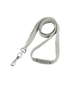 3/8" Flat White Breakaway Lanyard w/Clear Plastic Bead & NPS Swivel Hook