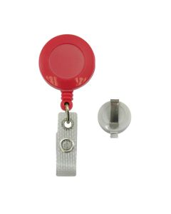 1-1/4" Red Round Plastic Badge Reel, 24" Cord Length with Reinforced Vinyl Strap & Slide Belt Clip