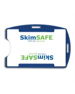Blue Rigid Plastic (Multi-Card) Badge Holder, [2.13" x 3.38"], Vertical or Horizontal w/Thumb Notch, SkimSAFE (Shielded) FIPS 201 Approved, Slot Holes