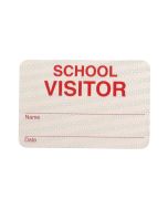 TempBadge 08106: 3" x 2" Adhesive Expiring BACKPart - "School Visitor" In Red - Handwritten Name & Date - (Pack of 1000)