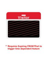 TempBadge T5913AL: 3" x 4" Clip-On Expiring BACKPart White w/RED Bar at Top & Printed "Visitor" in White - (Pack of 1000)