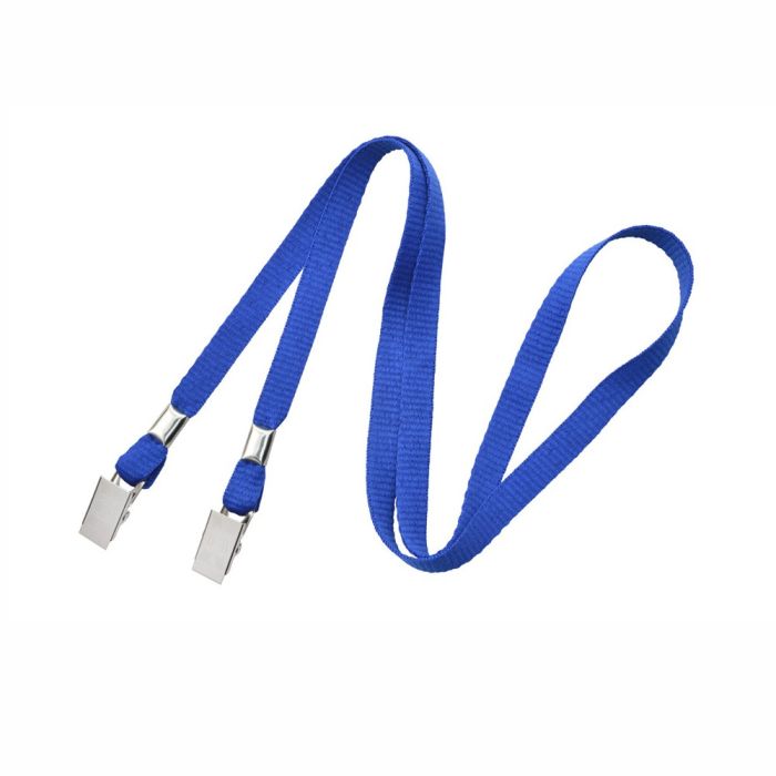 1/2 WIDE BLUE FLAT LANYARD WITH OPEN-ENDED CLIPS 100pcs 